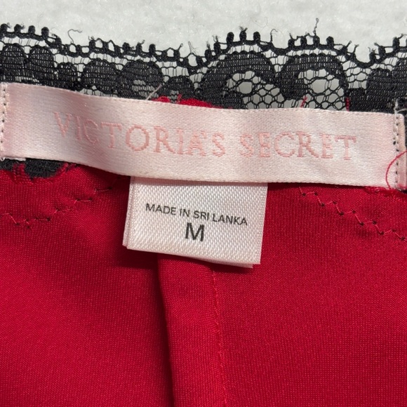 Victoria's Secret Red Lace Slip Nightie Mini Dress Slit M Satin - Picture 3 of 10